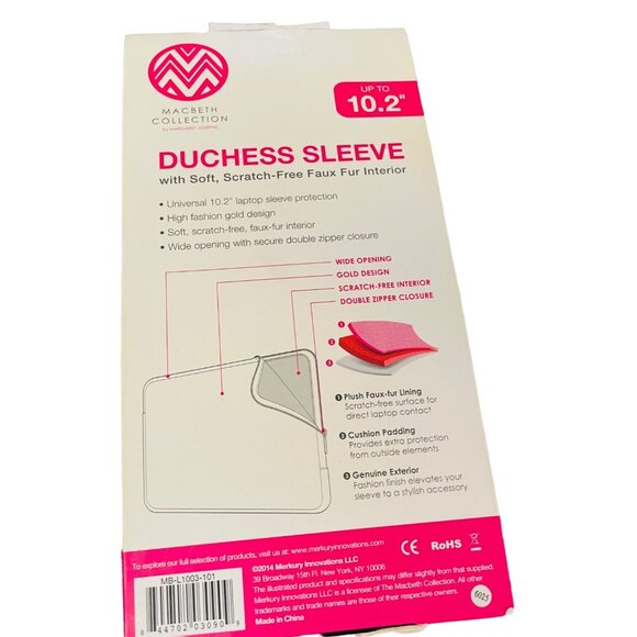 Fashionation 10.2: 1803 Collection Spare Pocket 5" x 3.5" Laptop Sleeve Black G - Picture 2 of 4